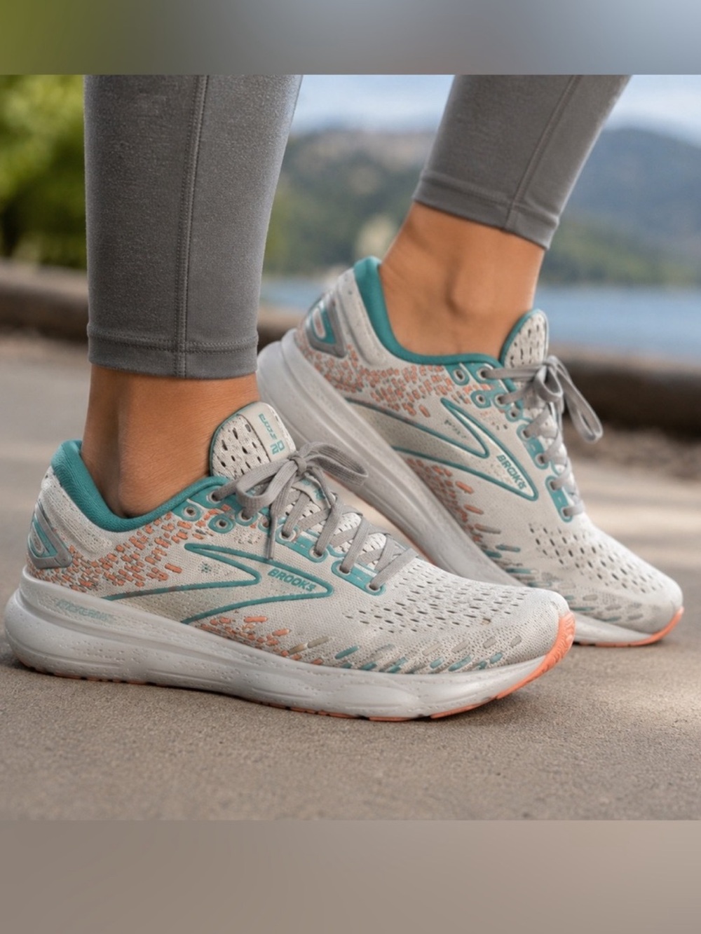 Brooks Glycerin 20 9.5 D Wide Grey & Aqua